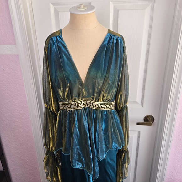 In Character Costumes Greek Medusa Costume Women's Size 3XL Teal Satin Cosplay - Picture 2 of 12